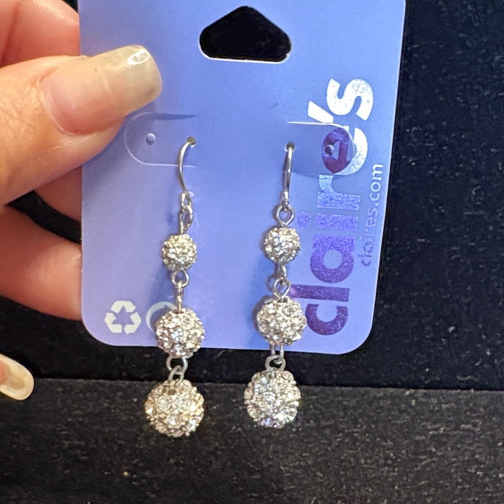 Claire's Glittering Silver Ball Earrings